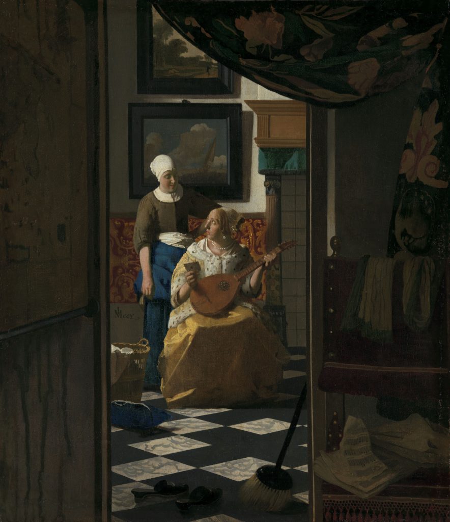 Schilderij De liefdesbrief, Johannes Vermeer, ca. 1669 - ca. 1670