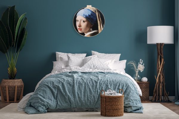 Zo kan het Meisje met de Parel I eruit zien in een landelijk, blauwe slaapkamer